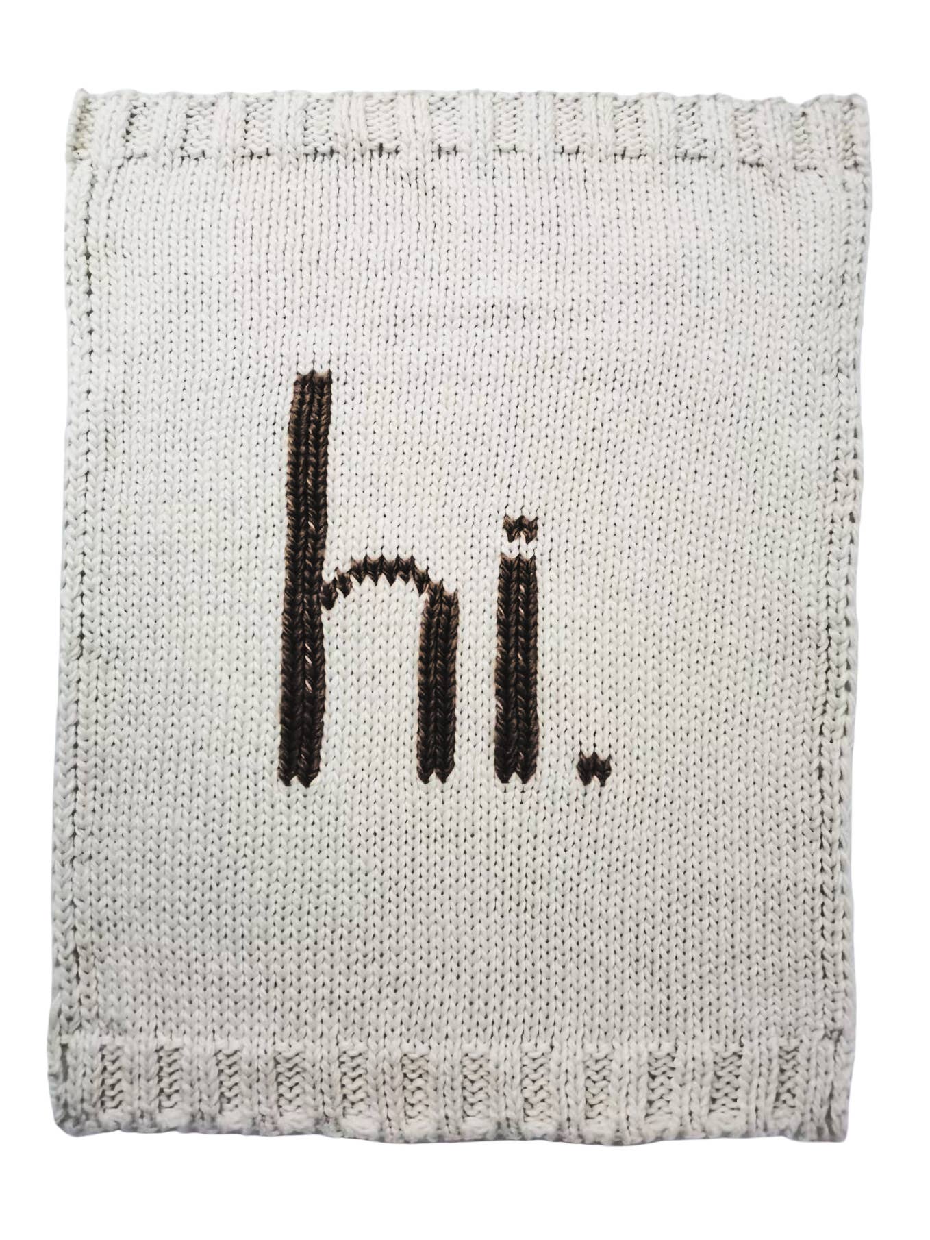 "hi" Hand Knit Blanket Black