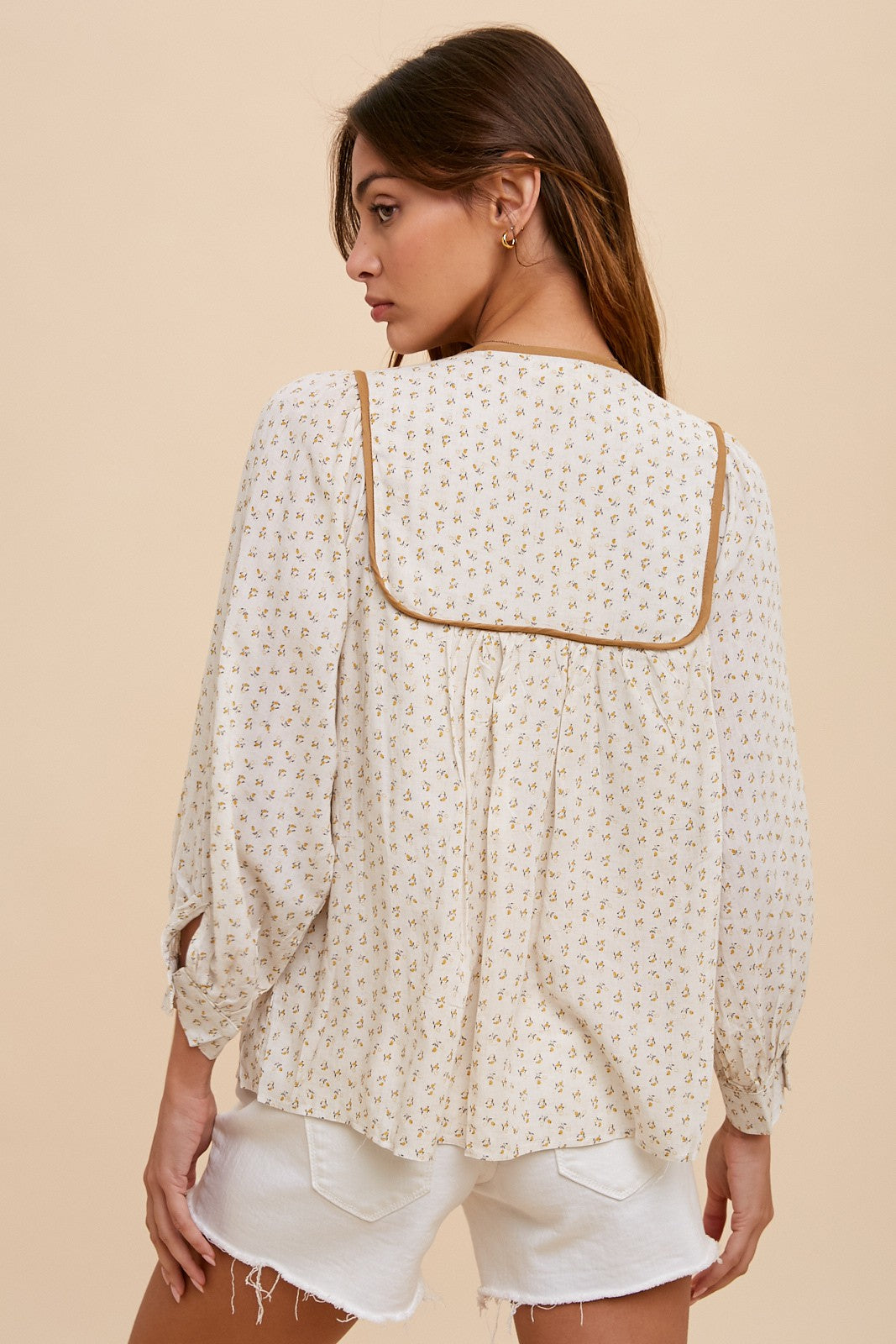 Ditzy Print Linen Blouse