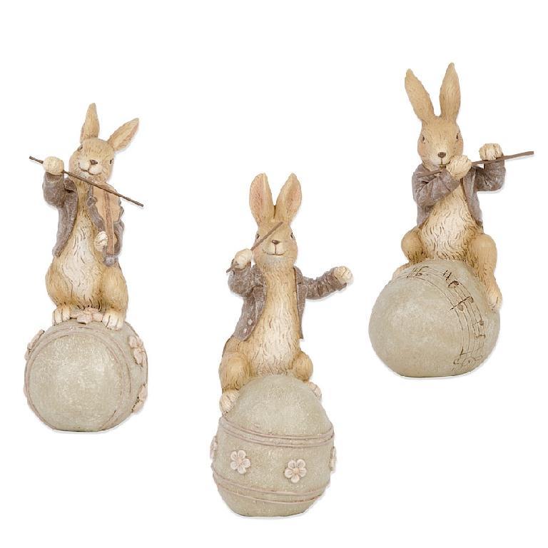 Brown Musical Bunnies On Eggs