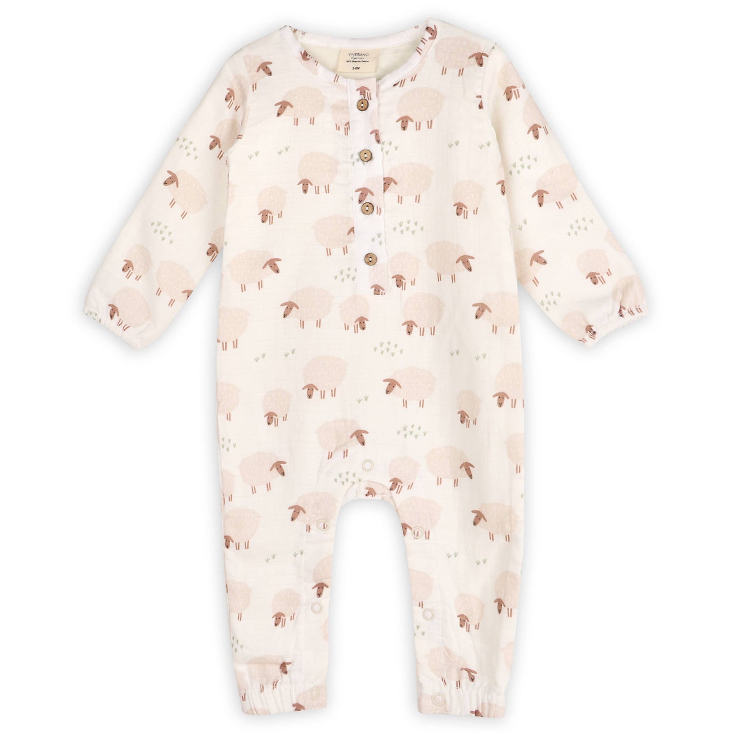 Sheep Long Sleeve Baby Jumpsuit (Organic Muslin)