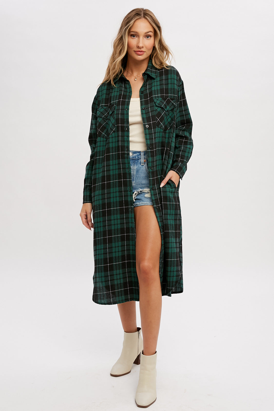 Flannel Plaid Longline Shacket