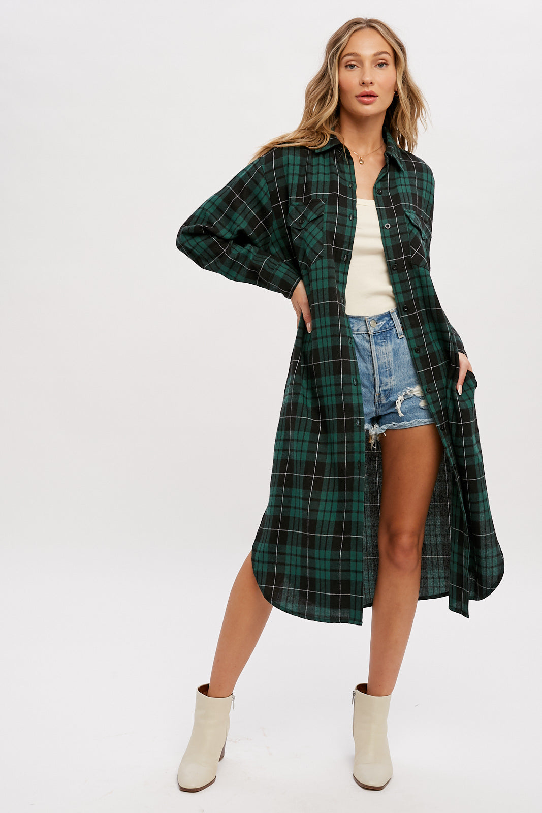 Flannel Plaid Longline Shacket