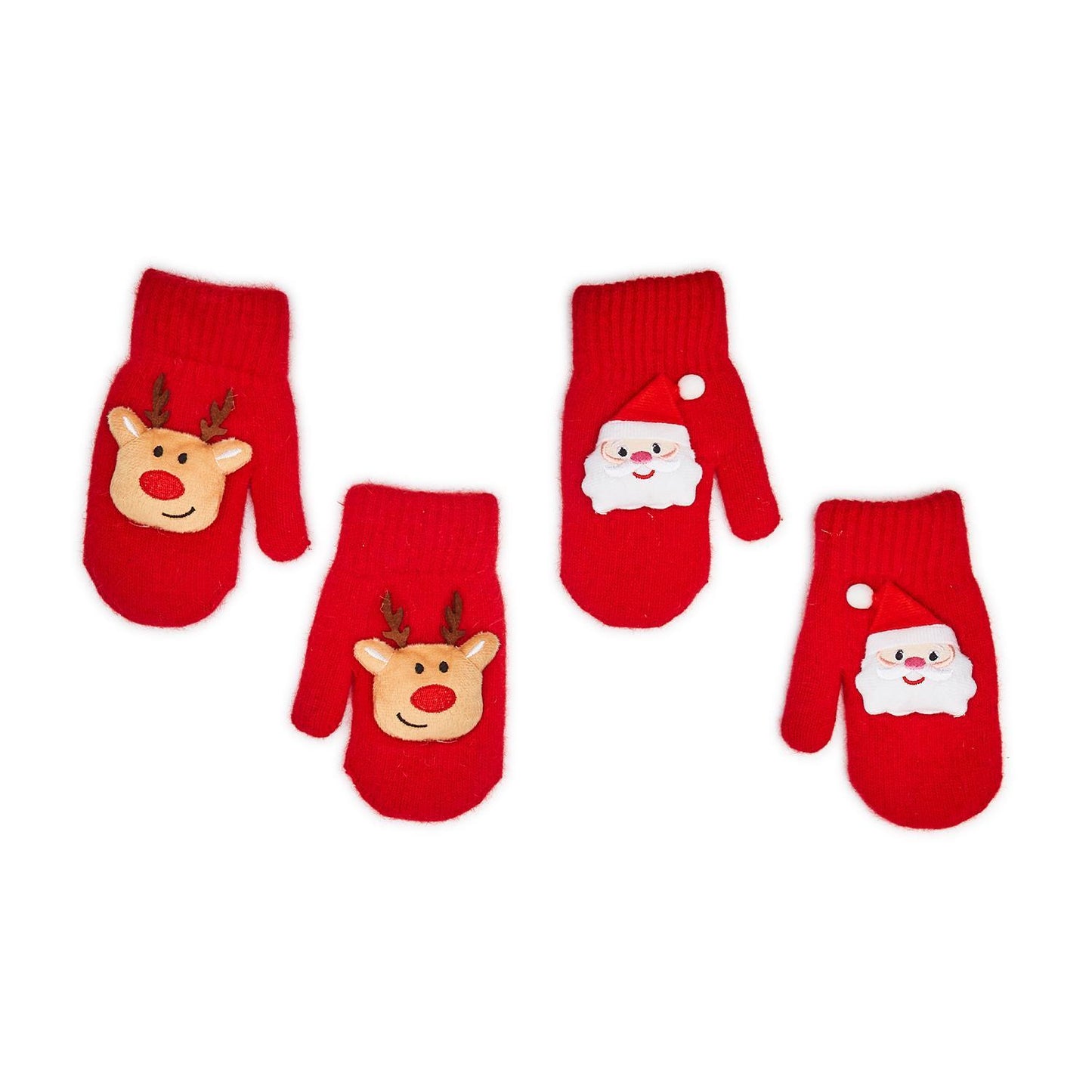 Reindeer And Santa Mittens