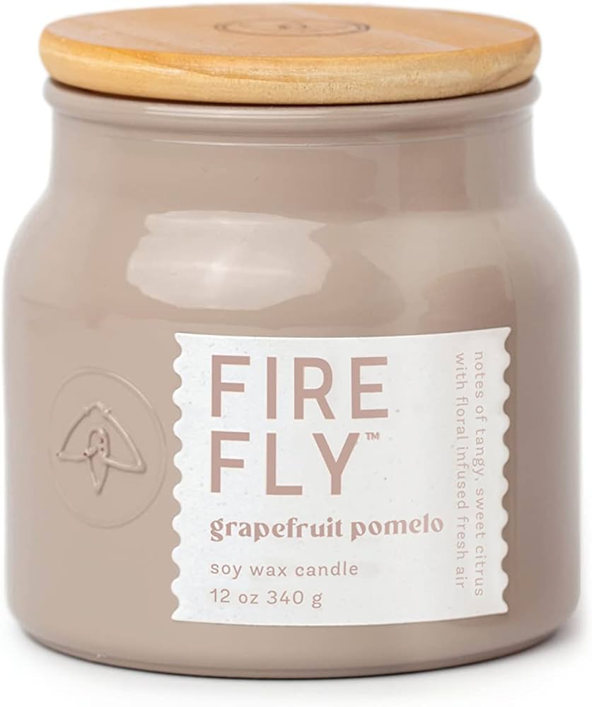Firefly Mauve Opaque Glass W/ Wood Lid, Grapefruit Pomelo, 2.5oz.