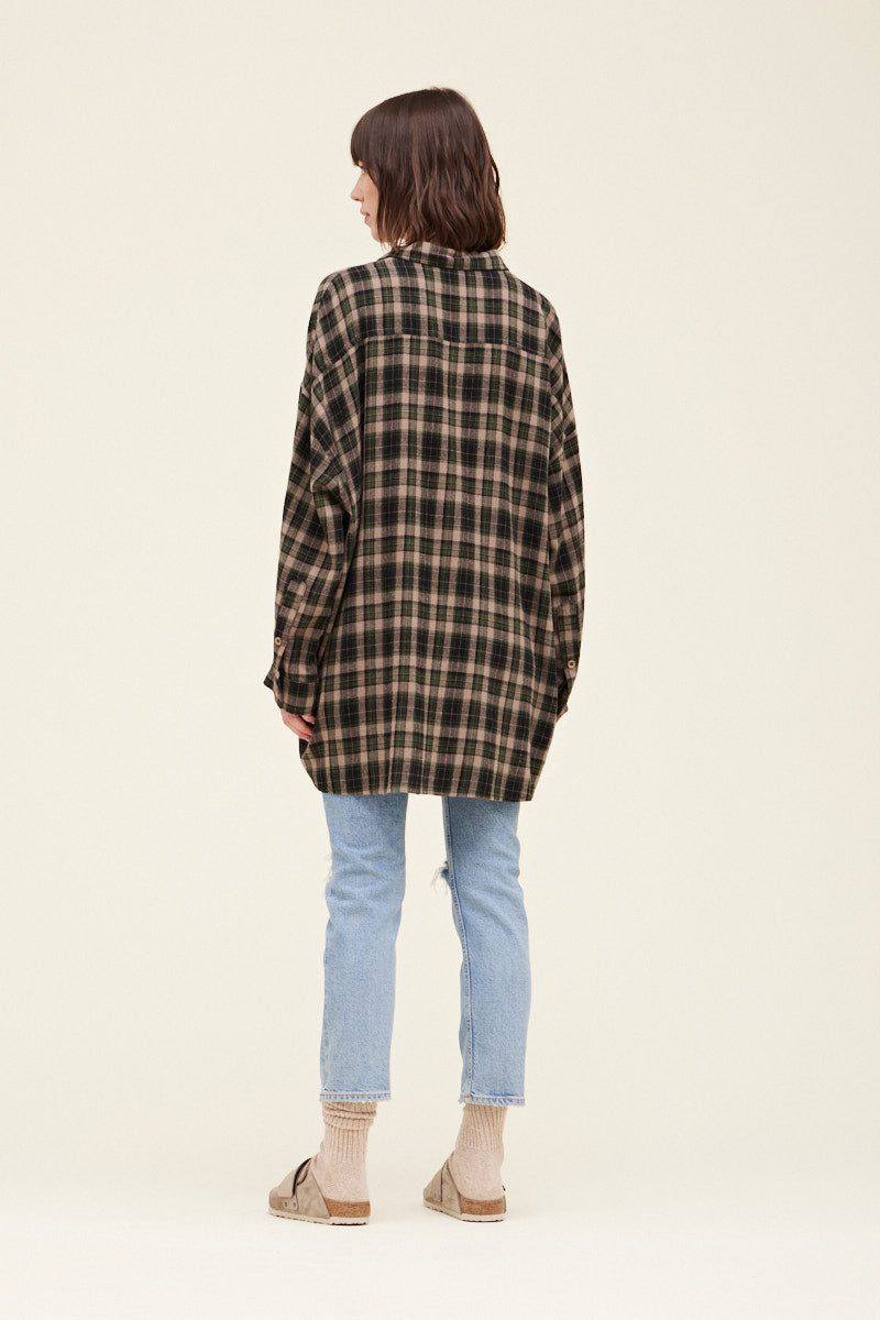 Small Plaid Oversized Shirt, Forest