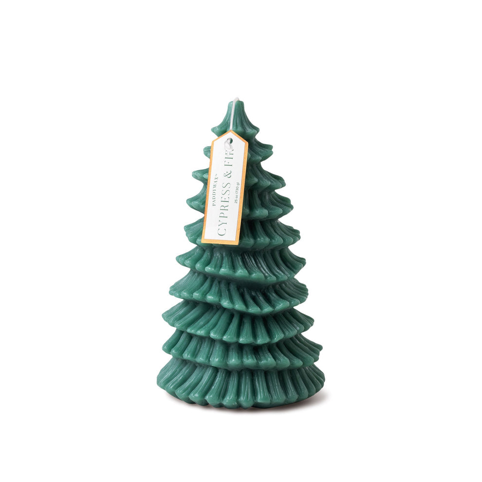Cypress & Fir Holiday Tall Tree Totem Candle W/ Wick Hangtag, 23.6oz.
