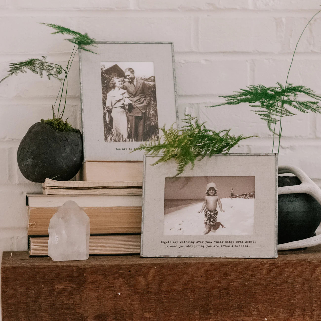 Vertical Glass Linen Photo Frame