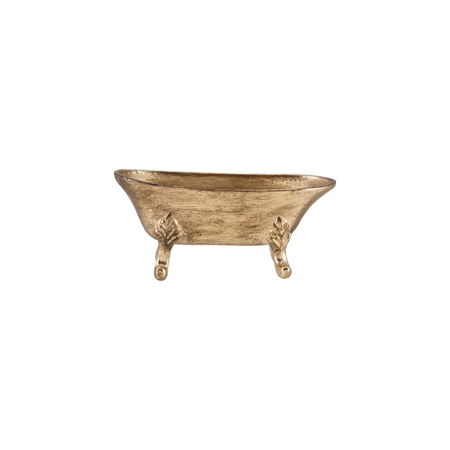 Pewter Bathtub Shaped Dish, Antique Gold Finish