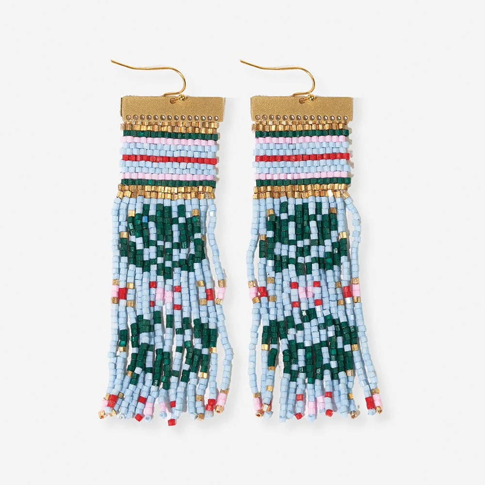 Lauren Faire Isle Nordic Beaded Fringe Earring