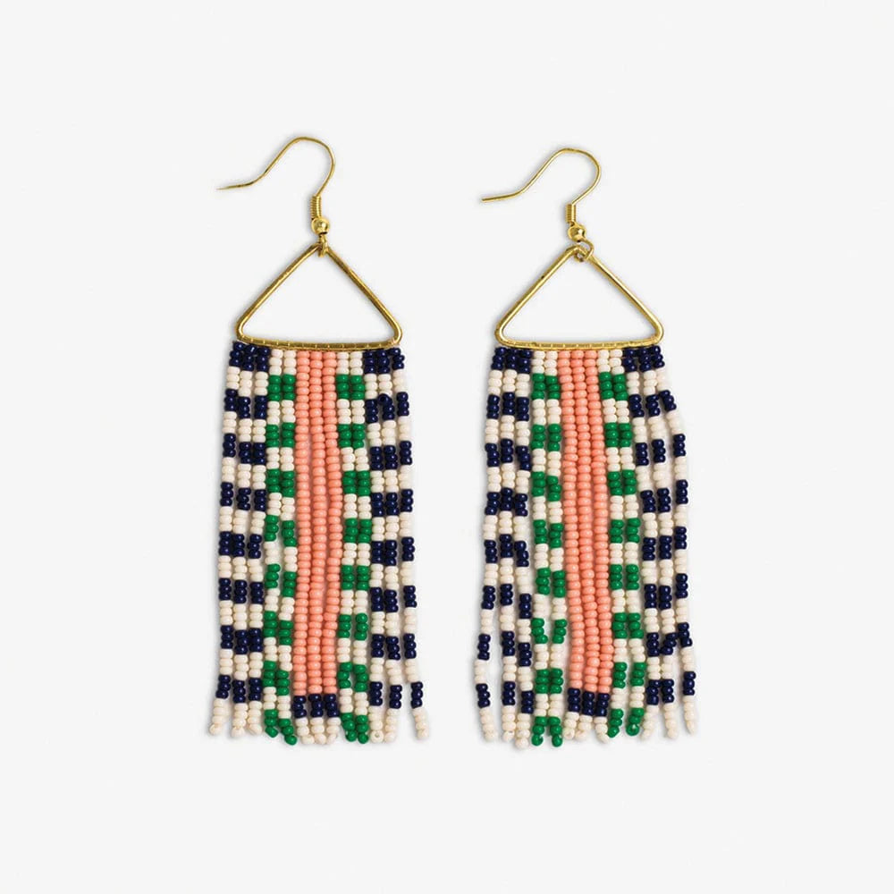 Brooke Two Toned Checkered Fringe Earrings