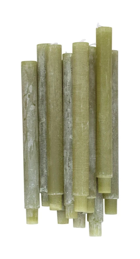 Unscented Taper Candles, Powder Finish, Green