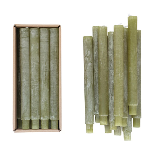 Unscented Taper Candles, Powder Finish, Green
