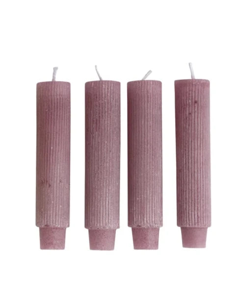 Unscented Pleated Taper Candles, Powder Finish, Purple