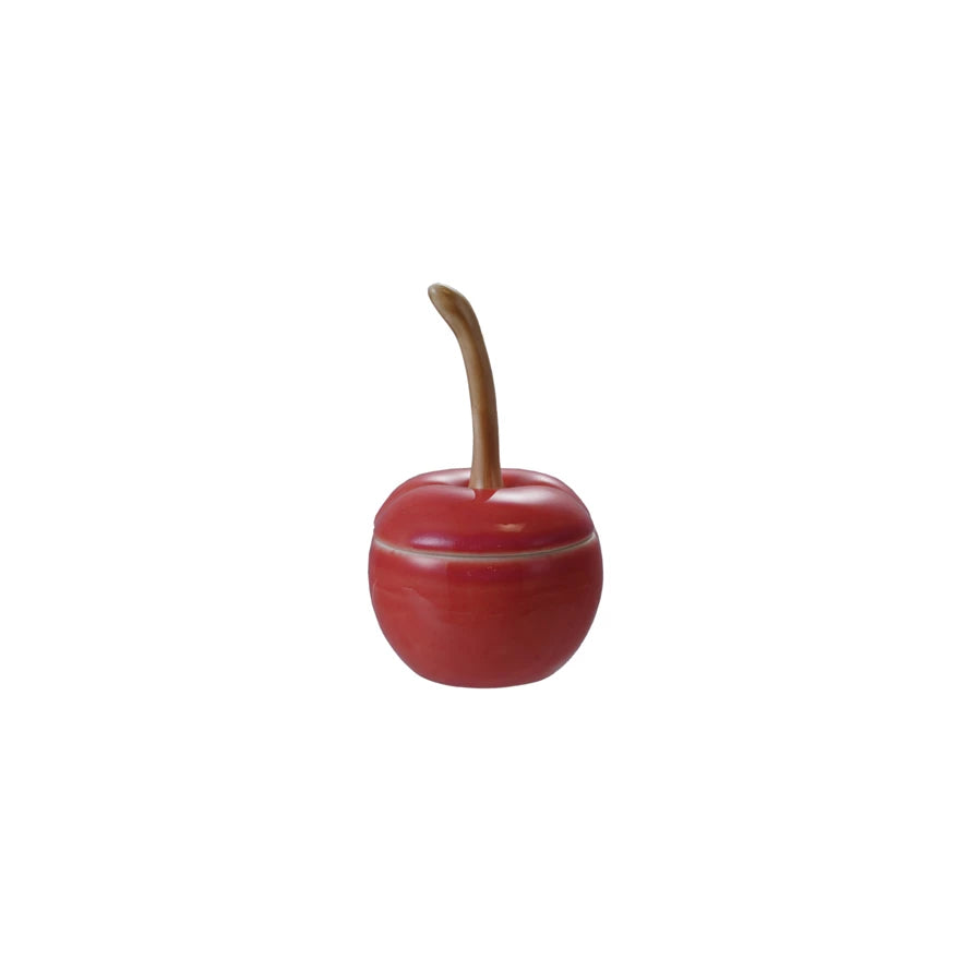 Stoneware Cherry Shaped Jar with Lid