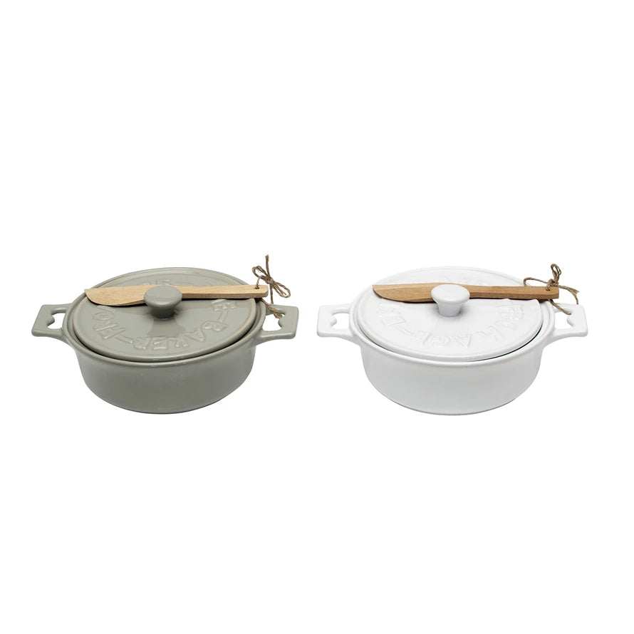 Brie Baker W/ Lid & Spreader