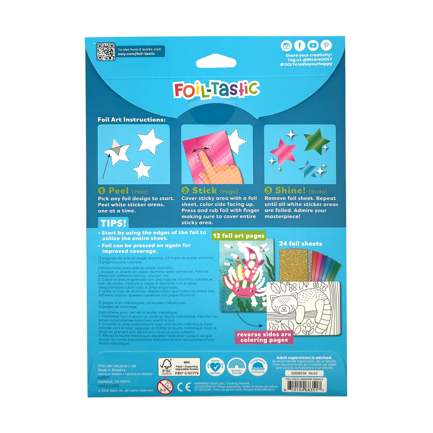 Foil-tastic: Foil Art & Coloring Fun - Awesome Animals (36 Piece Set)