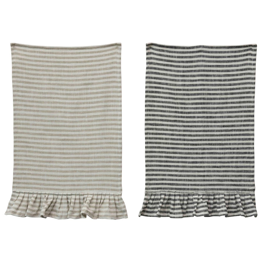 Creative Co-Op Woven Cotton Tea Towels with Stripes