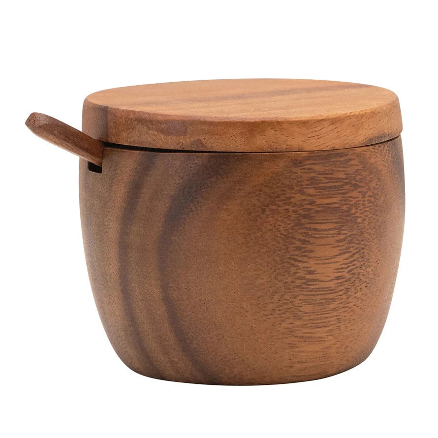 Acacia Wood Jar W/Spoon