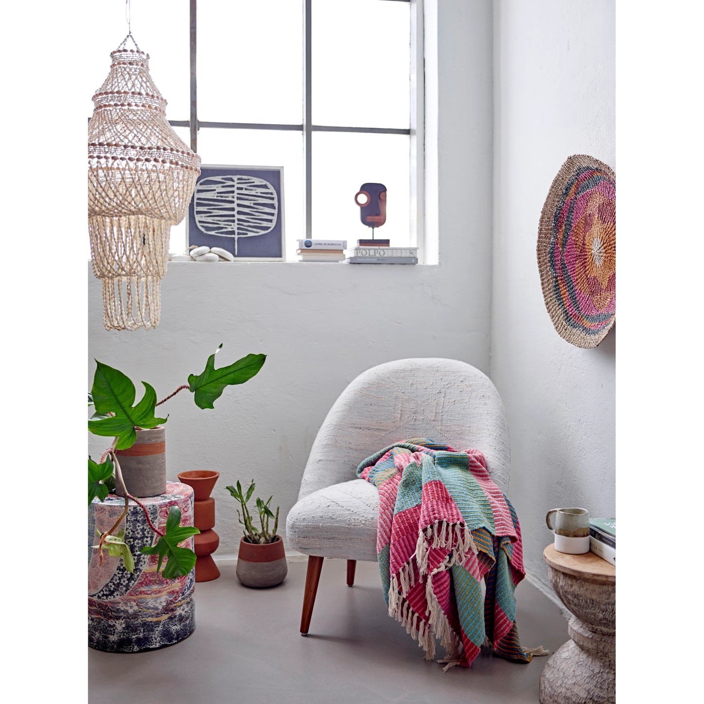 Recycled Cotton Blend Striped Throw W/ Tassels