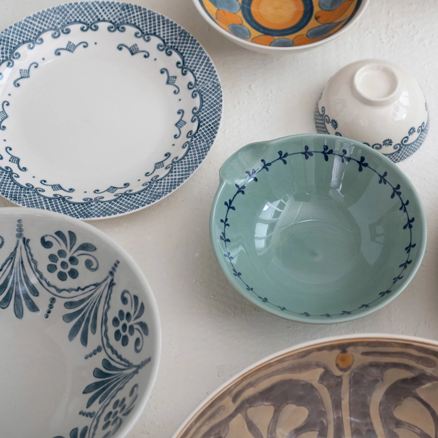 Stoneware Bowl w/ Spout, Aqua