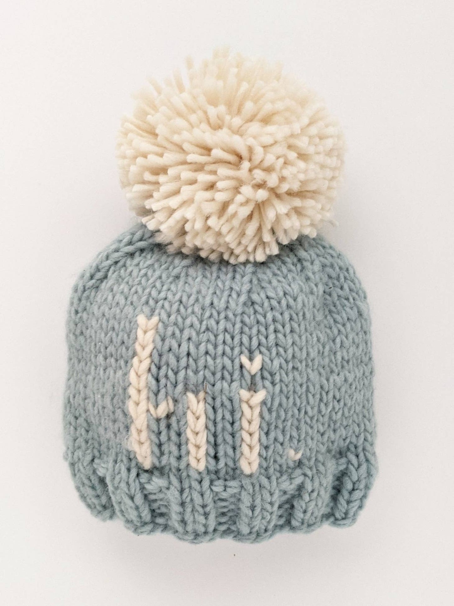 "hi" Surf Blue Hand Knit Beanie Hat