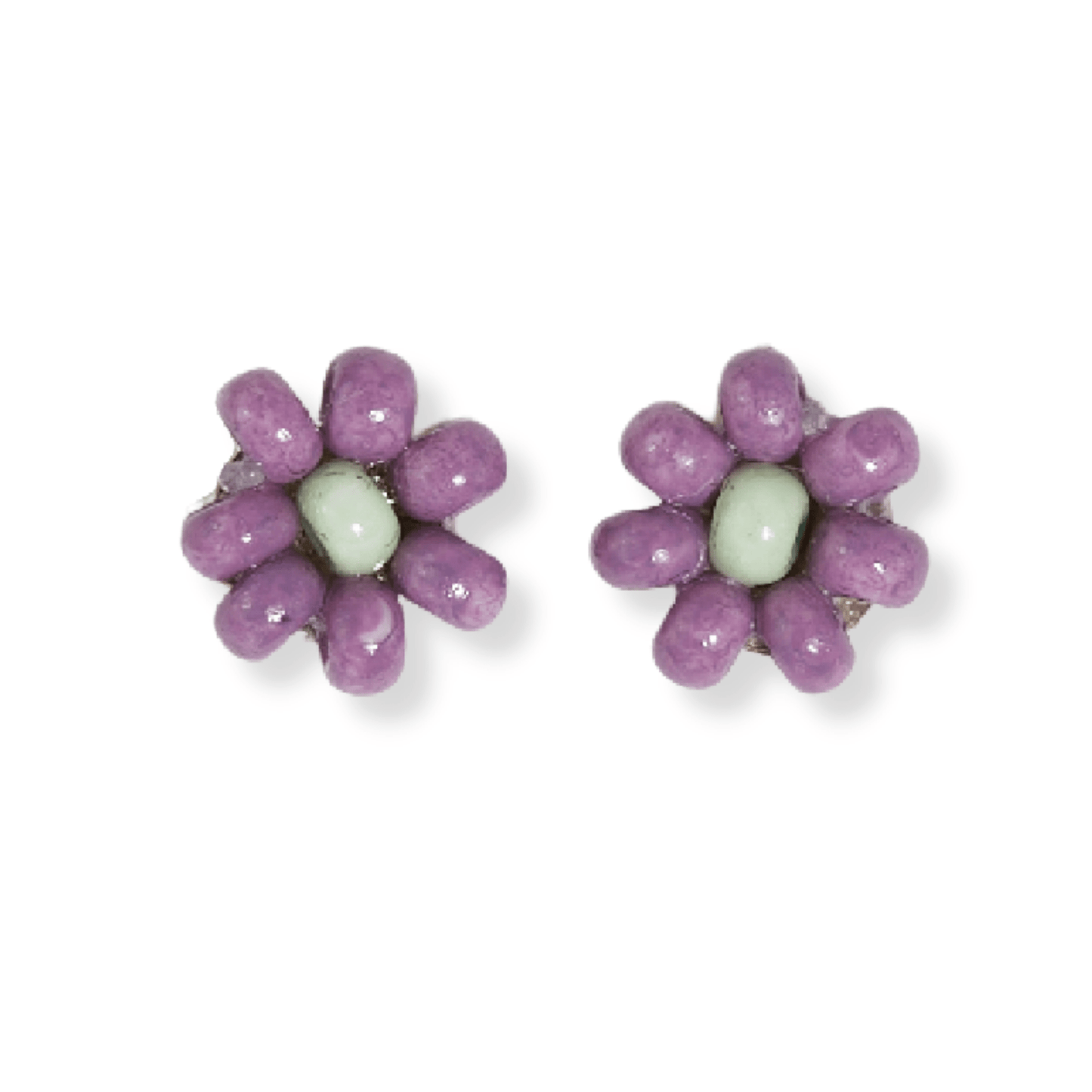Tina Two Color Flower Beaded Post Earrings