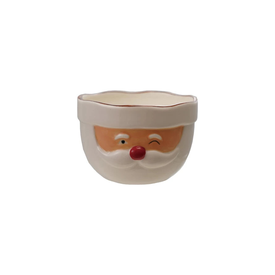 Santa Head Shaped Mixing Bowl with Red Rim, Red & White, 3"