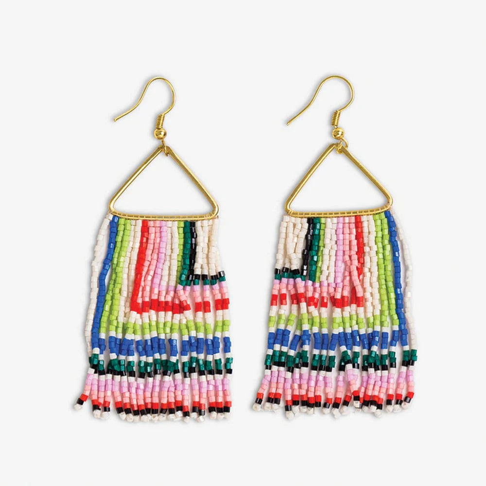 Paige Ascending Beaded Fringe Earrings
