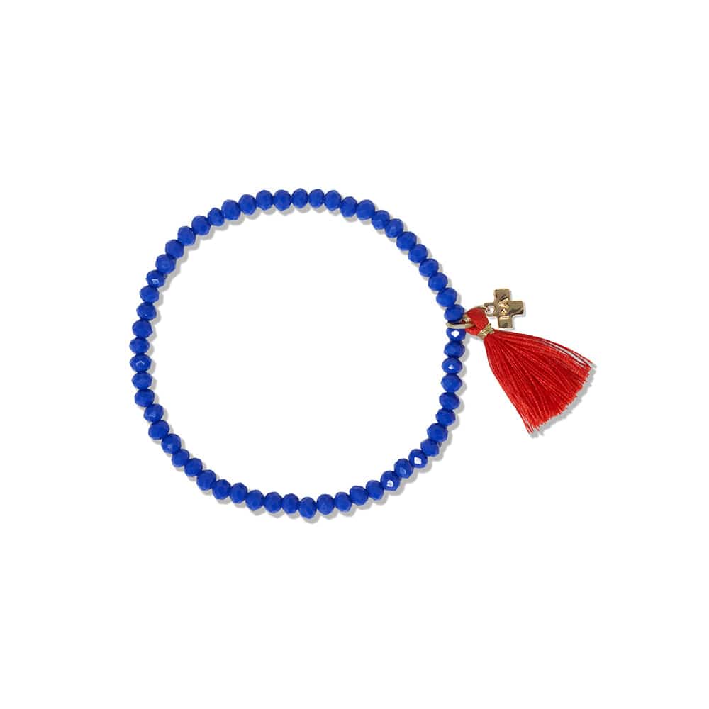 Patsy Solid Crystal Stretch Bracelet W/ Tassel