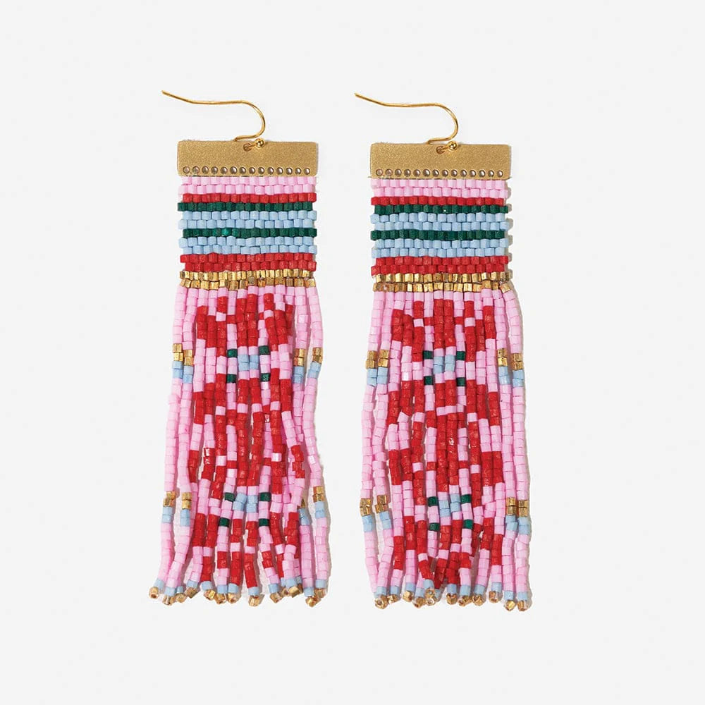 Lauren Faire Isle Nordic Beaded Fringe Earring