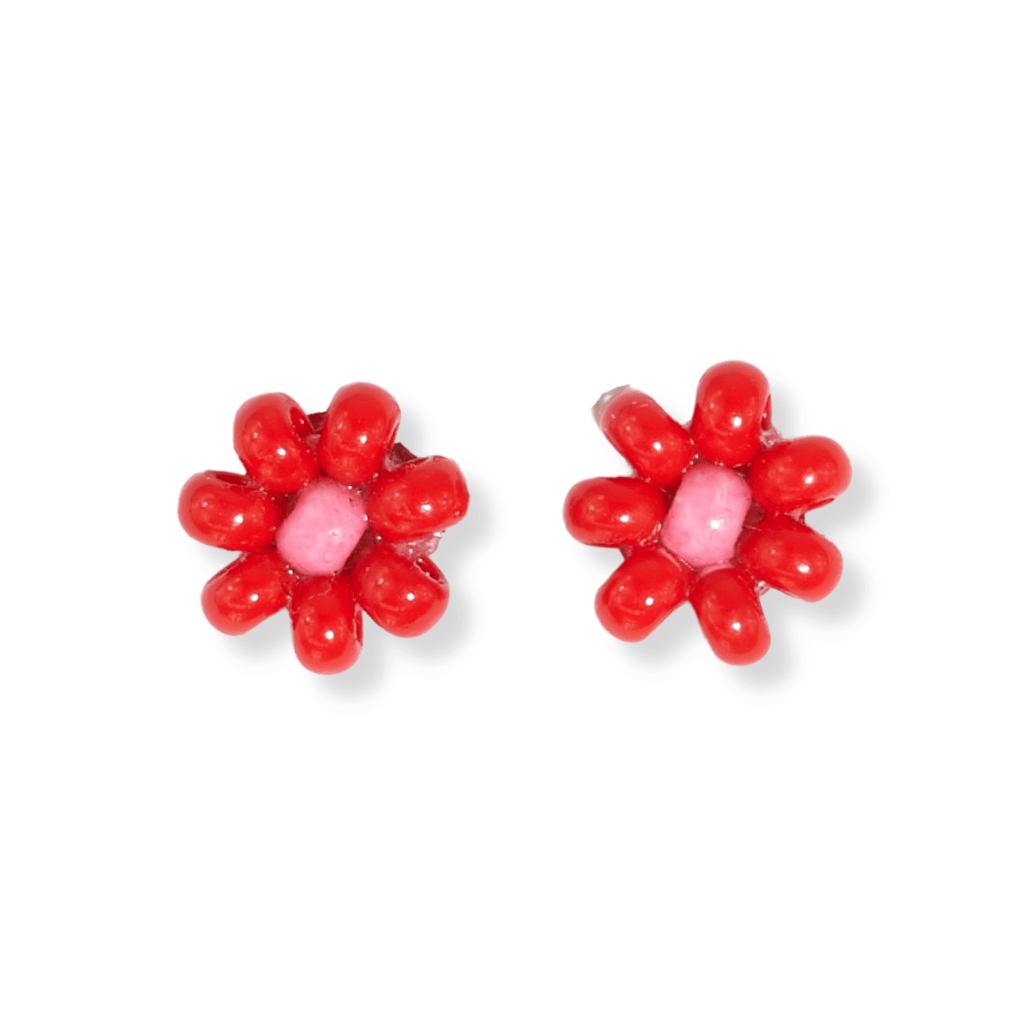 Tina Two Color Flower Beaded Post Earrings