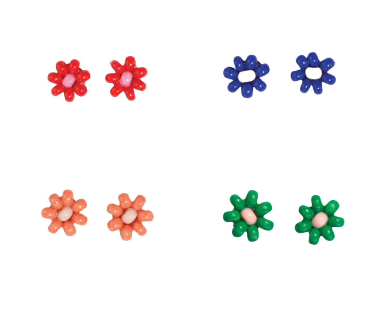 Tina Two Color Flower Beaded Post Earrings