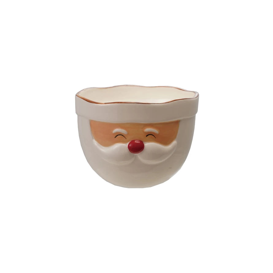 Santa Head Shaped Mixing Bowl with Red Rim, Red & White, 4.5"