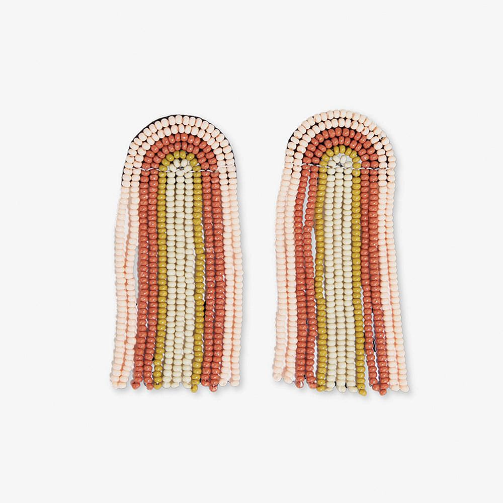 Skylar Rainbow Stripe Beaded Fringe Earrings
