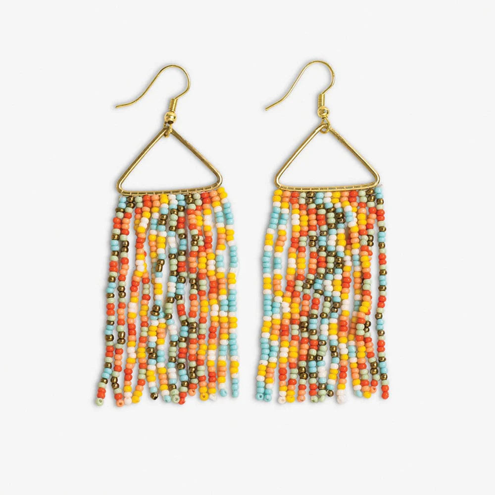 Whitney Wavy Beaded Fringe Earrings