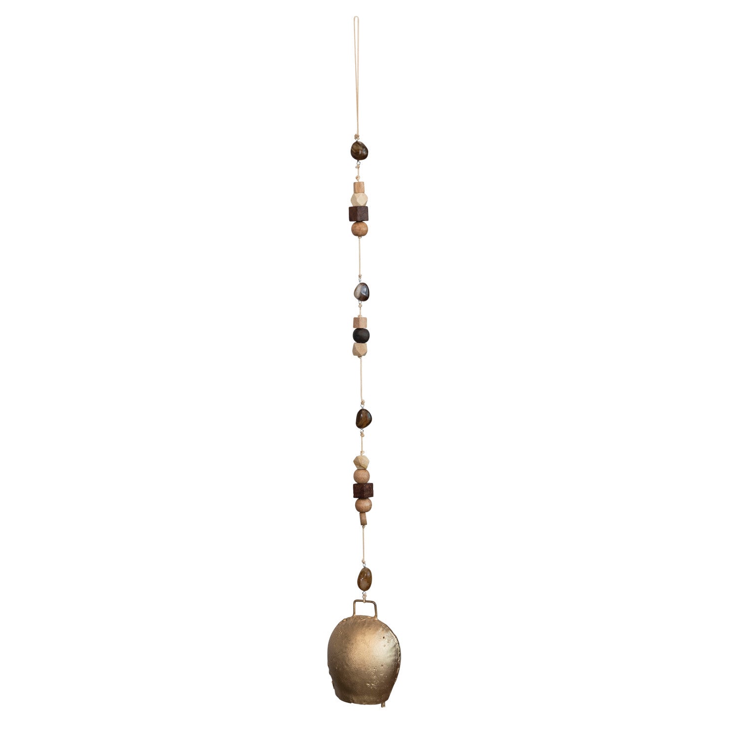 Hanging Metal Bells w/Wood Beads