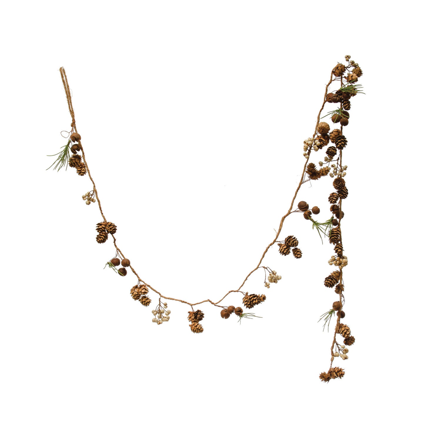Natural Pinecone Garland W/ White Berries