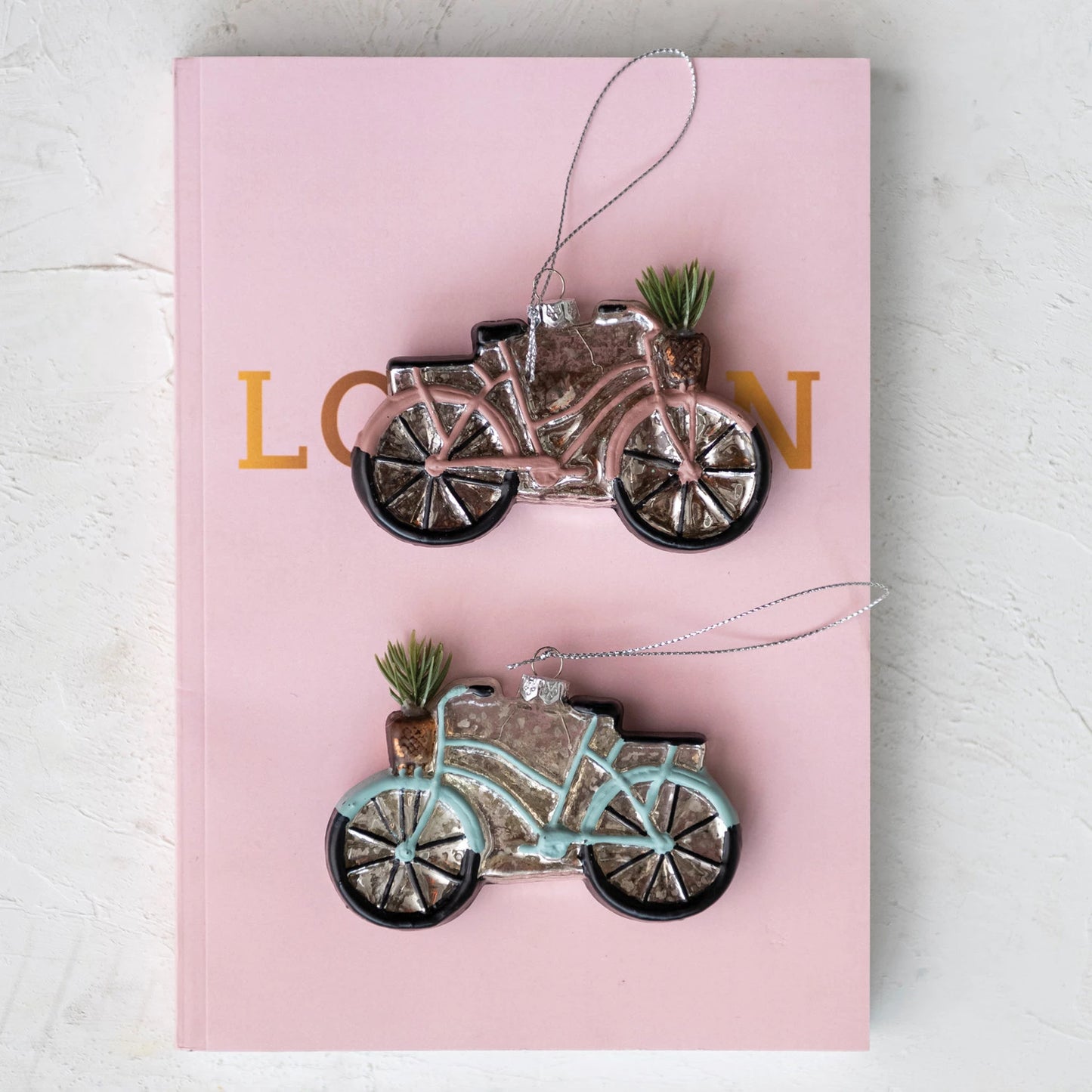 Hand Painted Glass Bicycle Ornament