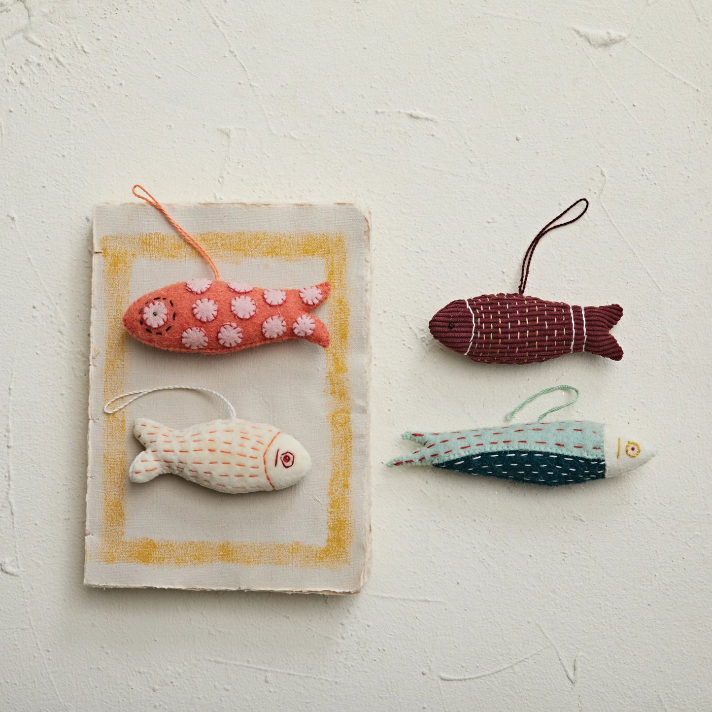 Handmade Wool Felt Fish Ornament W/ Stitching
