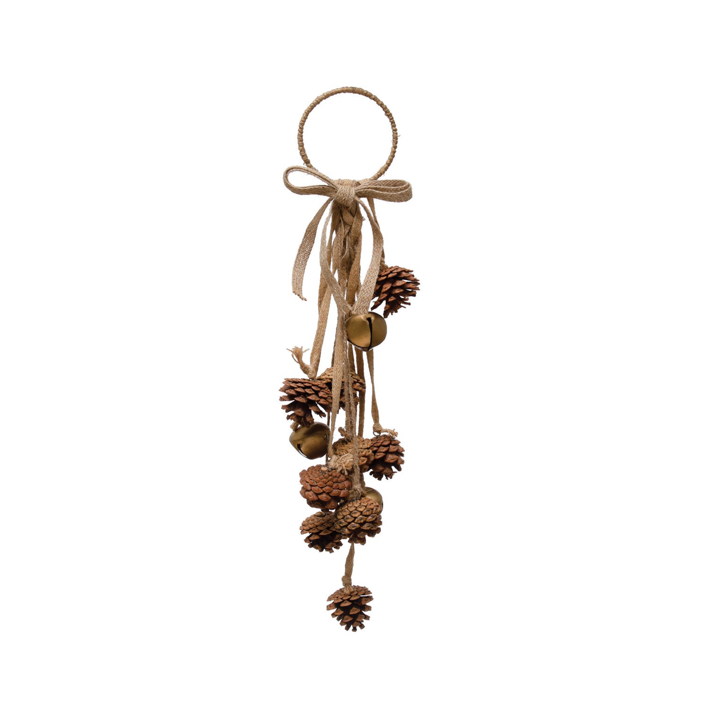 Metal Ring Door Hanger W/ Natural Pinecones