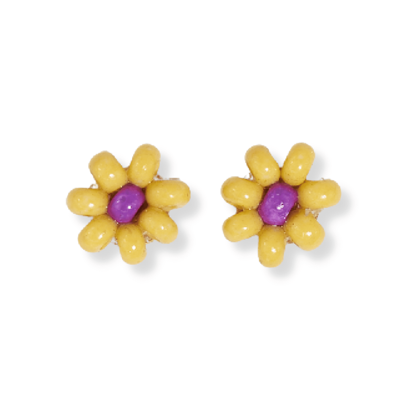Tina Two Color Flower Beaded Post Earrings