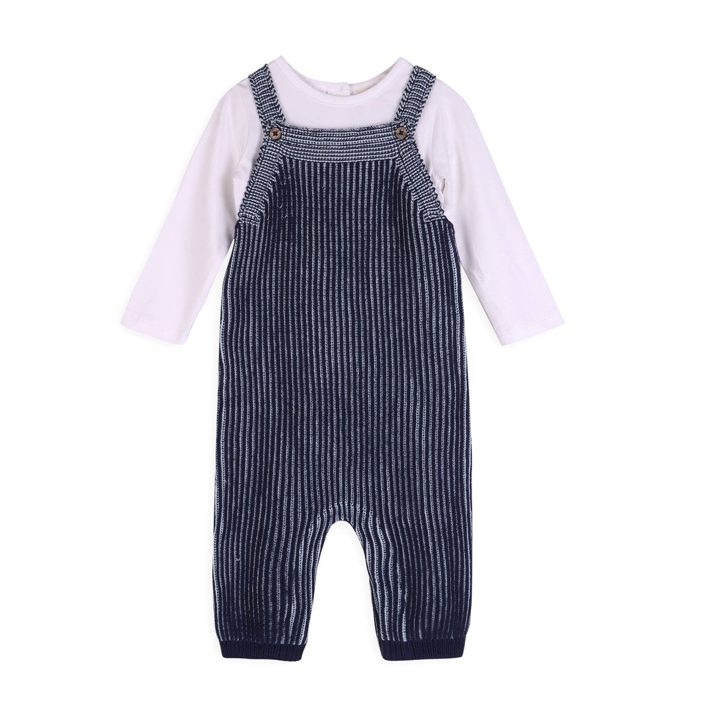 Denim Blue Rib Knit Baby Overall Set (Organic Cotton)