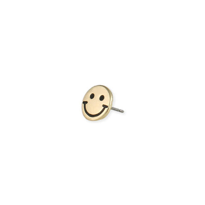 Literary Quotes Gold Happy Face Post Earrings
