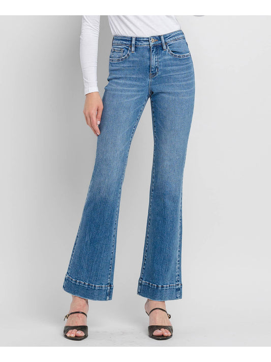 High Rise Trouser Hem Relaxed Flare Jeans