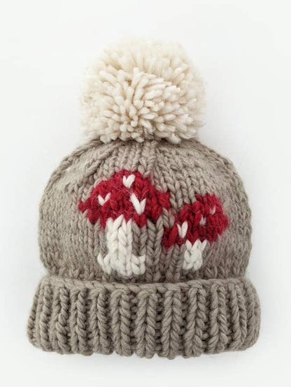 Mushroom Hand Knit Beanie Hat