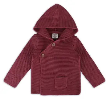 Hooded Button & Pocket Sweater Knit