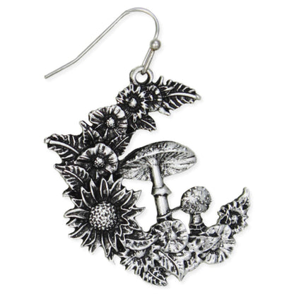 Mystic Mushroom Flower Moon Earrings