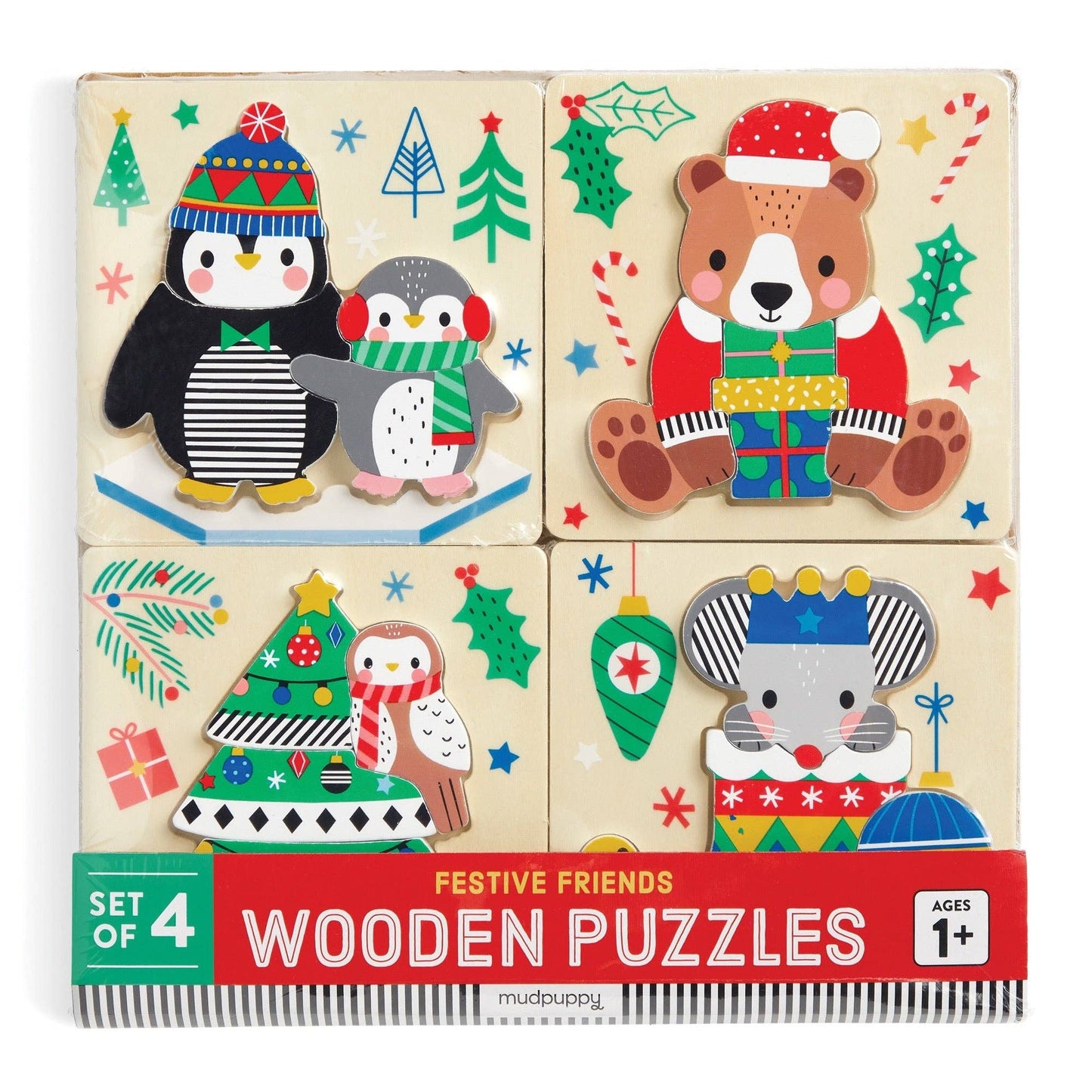 Festive Friends Set of 4 Wood Puzzles