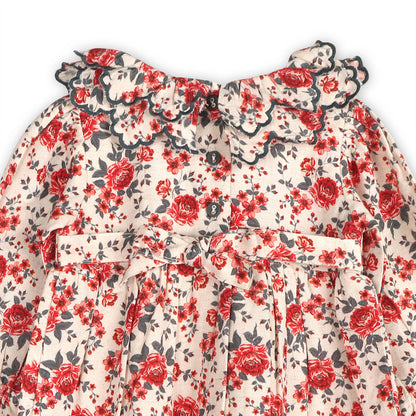 Amour Rose Floral Ruffle Baby Dress & Bloomer (Linen Blend)