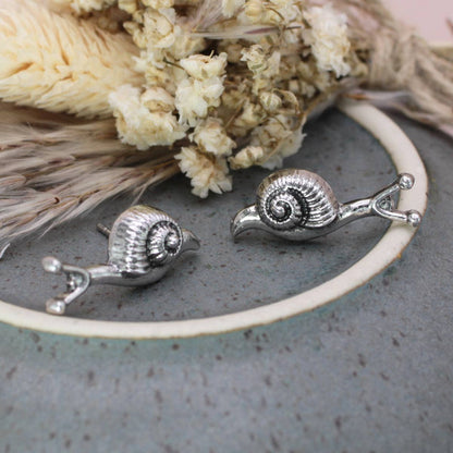 Garden Dweller Silver Snail Post Earrings
